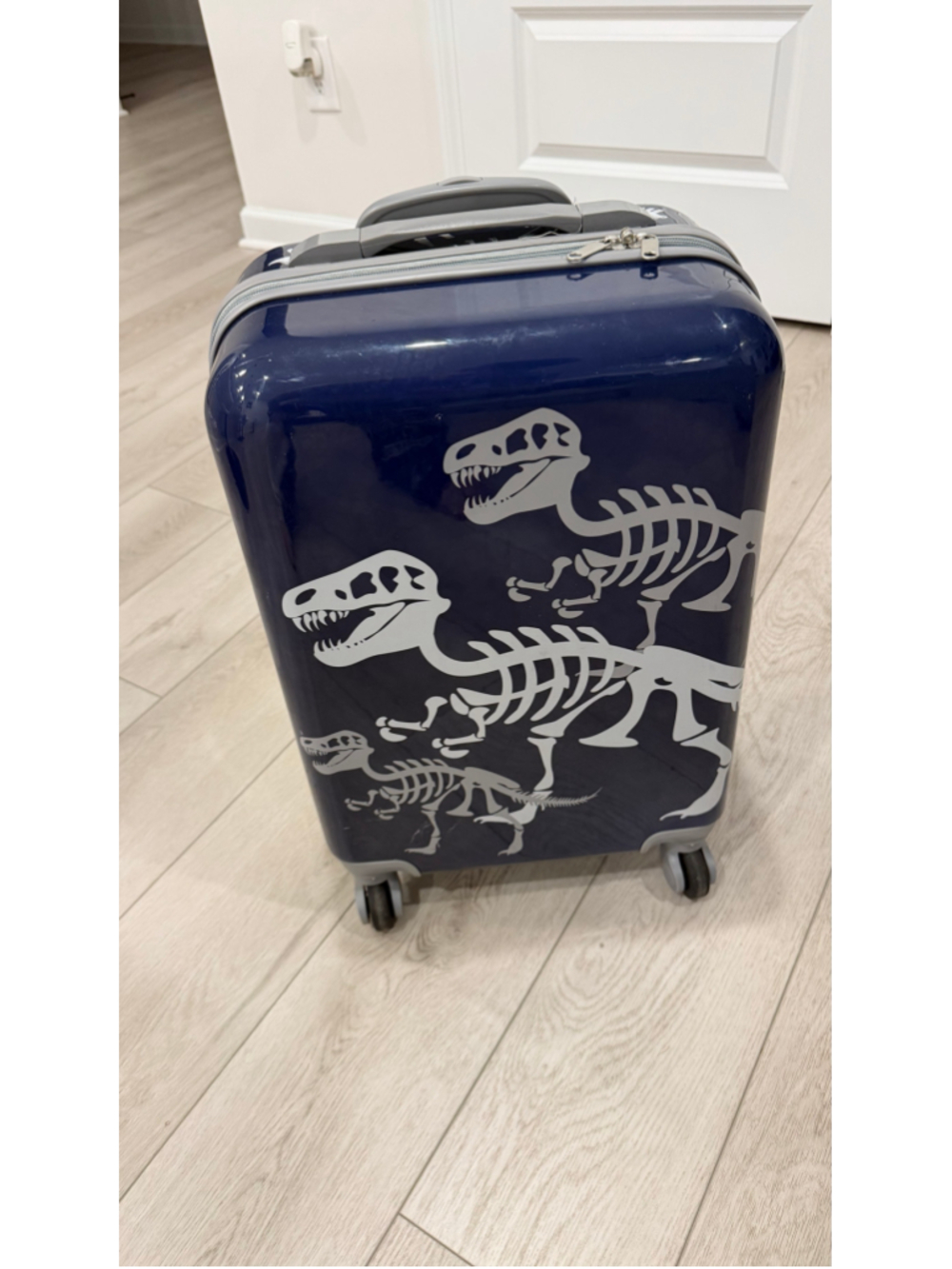 Travelers Club Kids 18" Hardside Spinner Suitcase Navy Blue Dinosaur Skeleton